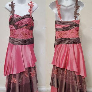 Coffee/Pink Multi Layering Dress